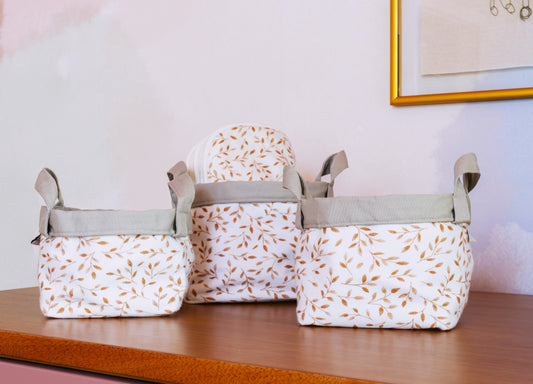 KIT 3 CESTAS ORGANIZADORAS - FOLHAS