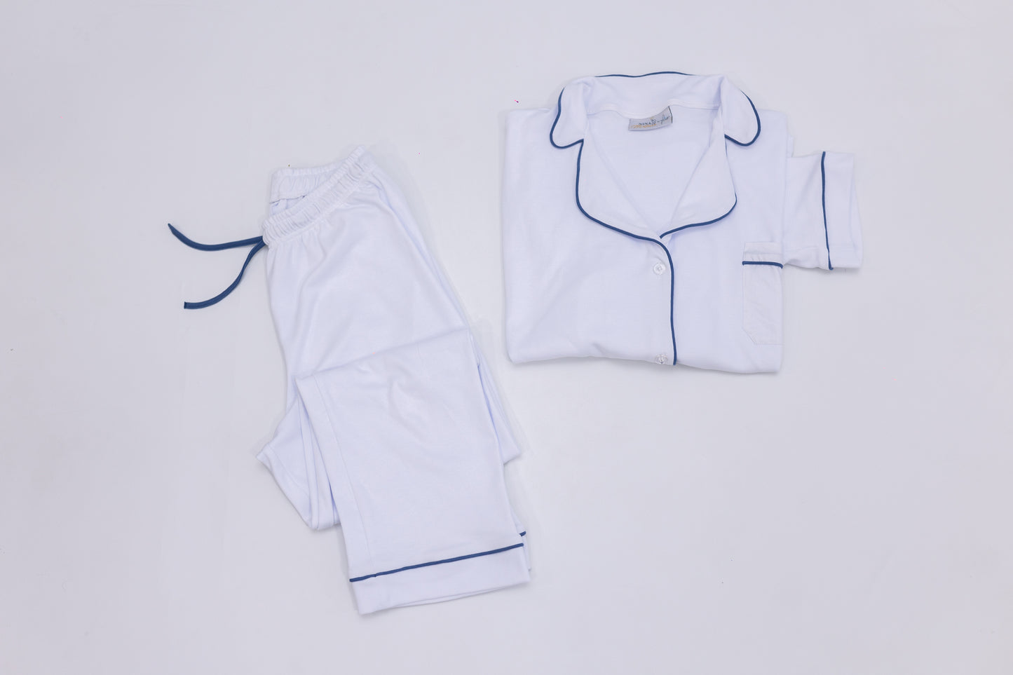 Kit Mamãe Bebê - Branco cordonê Azul | Nina Materna by Fio a Fio