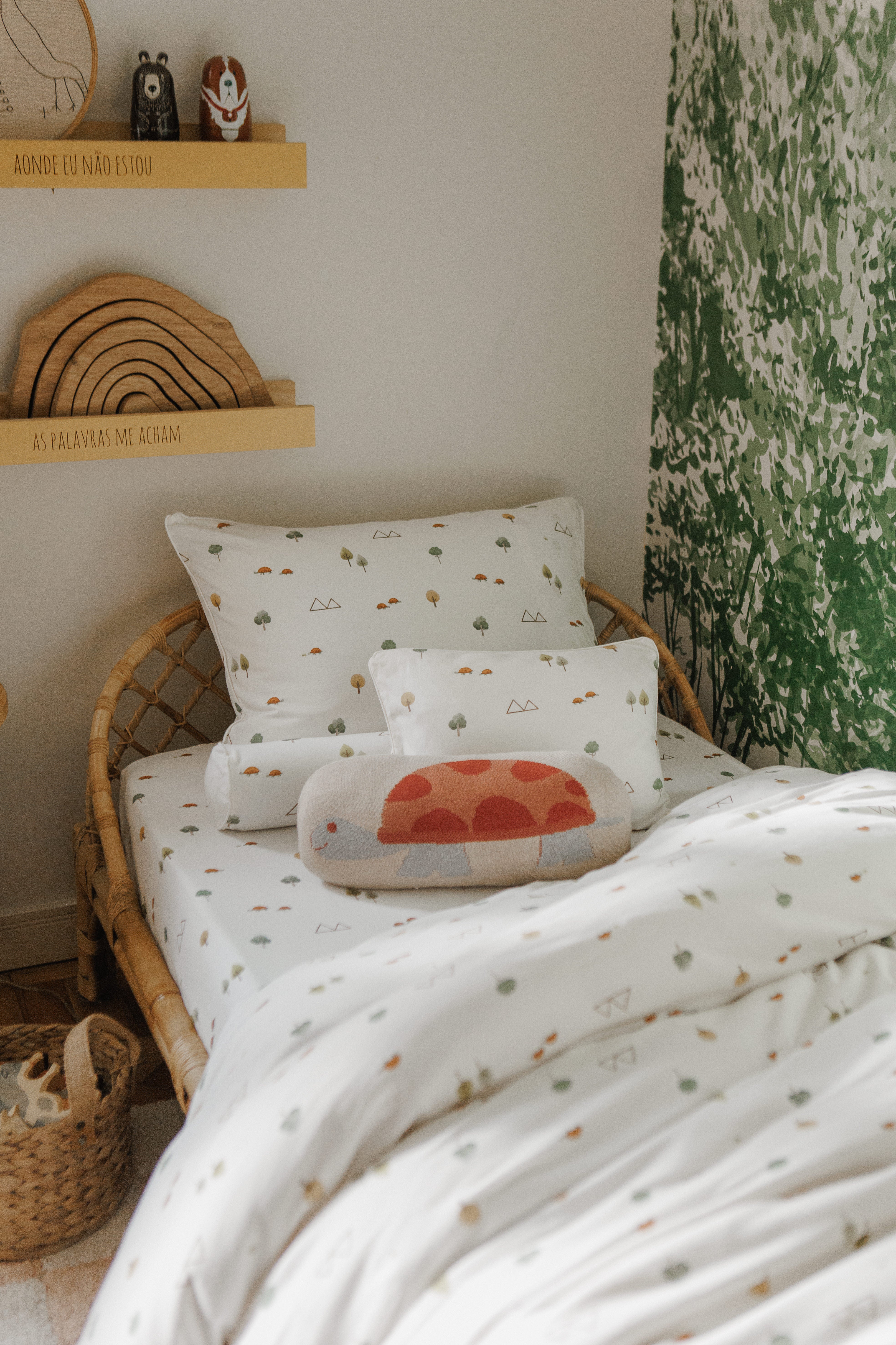 JOGO DE LENÇOL CAMA SOLTEIRO EM MALHA- JABUTI