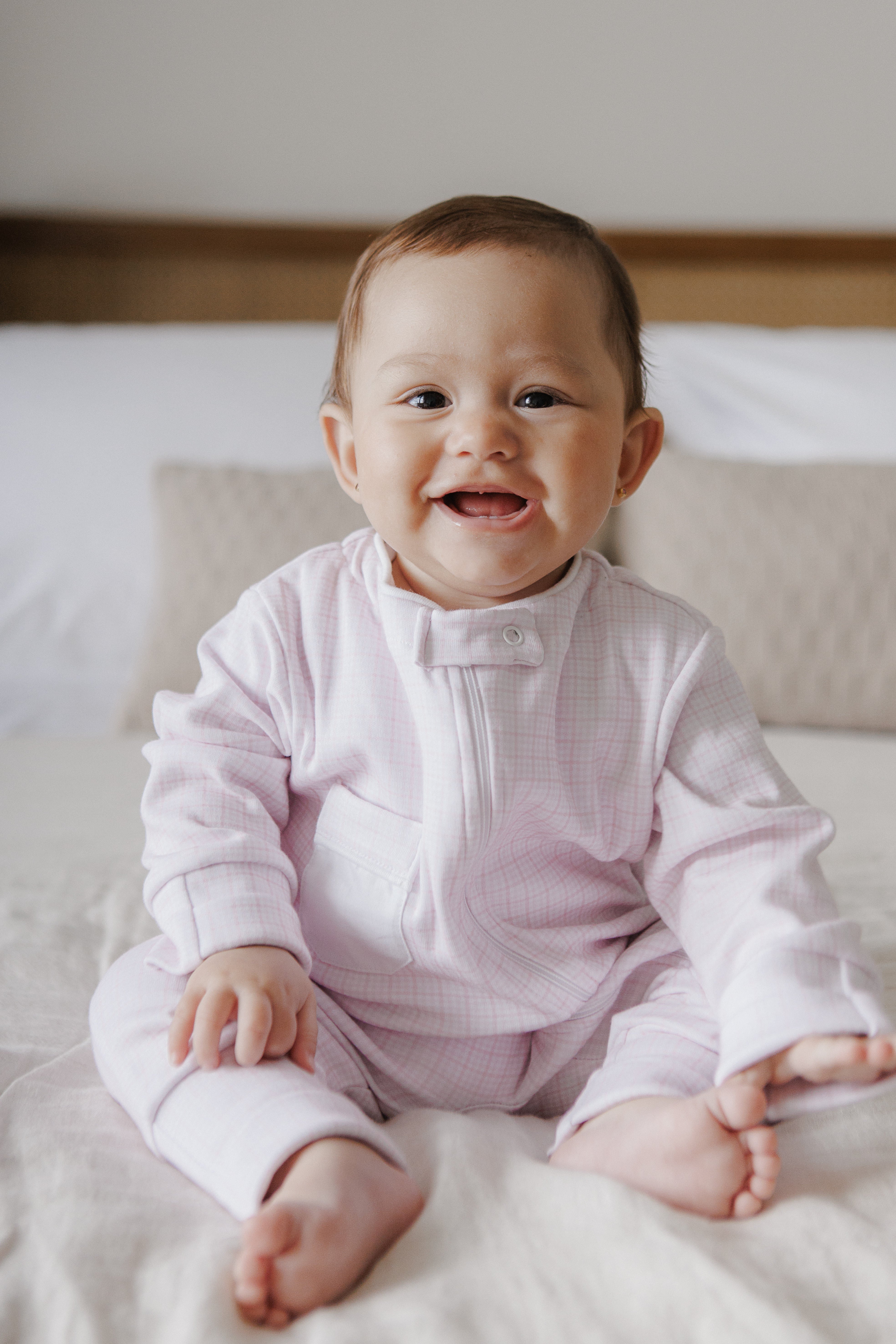 Macacão Baby - Xadrez Rosa | Nina Materna by Fio a Fio