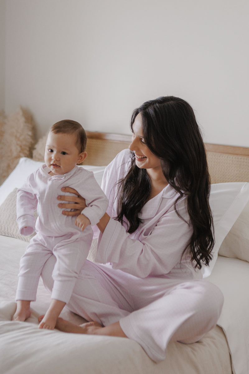 Kit Pijama Mamãe & Bebê Xadrez Rosa | Nina Materna by Fio a Fio