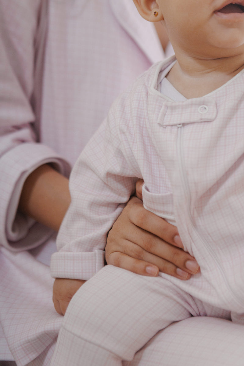 Kit Pijama Mamãe & Bebê Xadrez Rosa | Nina Materna by Fio a Fio