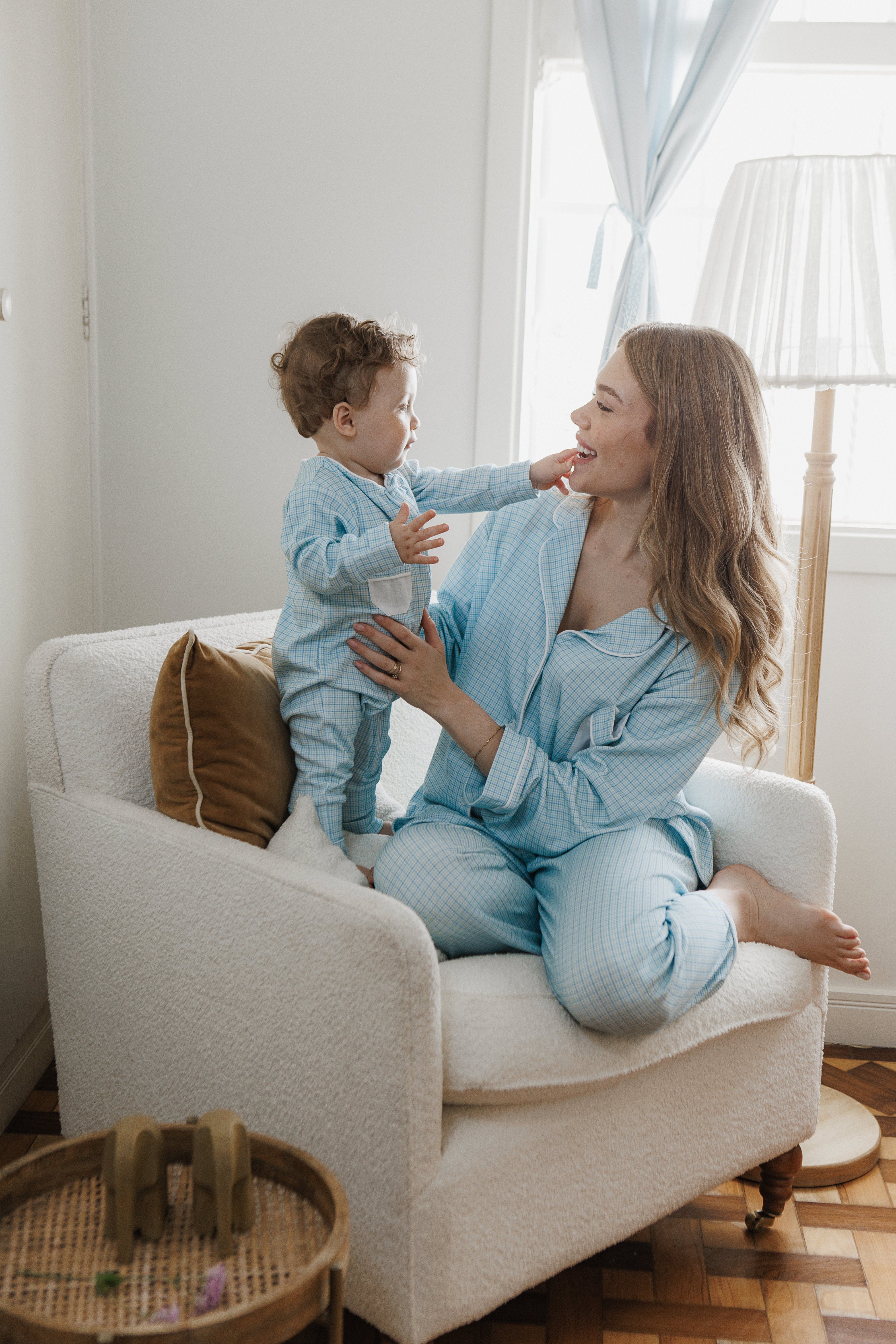 Pijama Mamãe - Xadrez Azul e Verde | Nina Materna by Fio a Fio