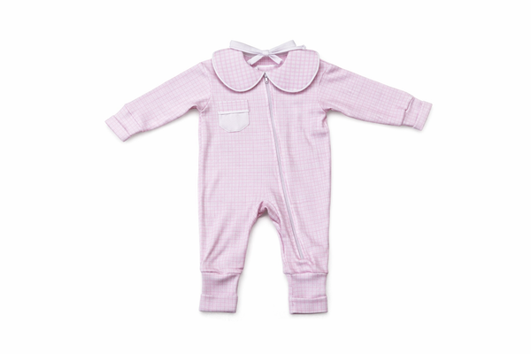 Pijama Macacão Baby Xadrez Rosa | Nina Materna by Fio a Fio