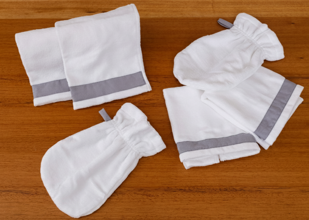 Kit 2 toalha e luva para banho