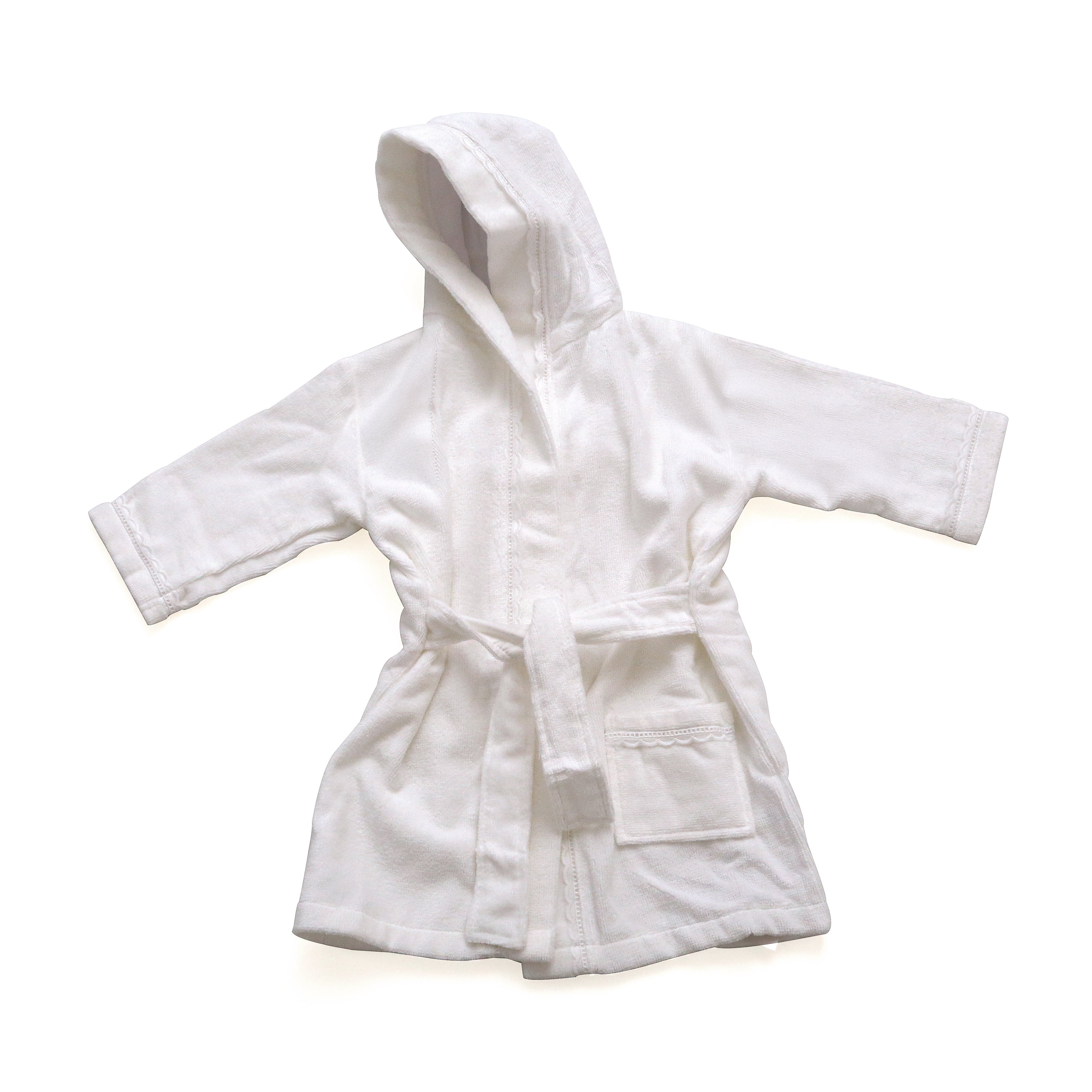 Roupão Baby com Capuz Bordado Branco