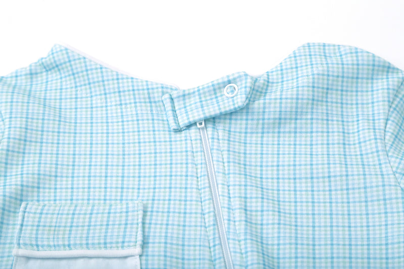 Pijama Macacão Baby Xadrez Azul e Verde | Nina Materna by Fio a Fio