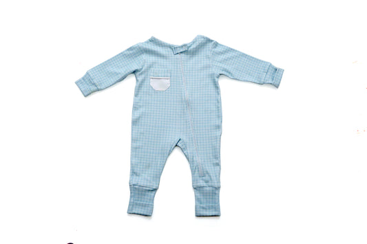 Macacão Baby - Xadrez Azul e Verde | Nina Materna by Fio a Fio
