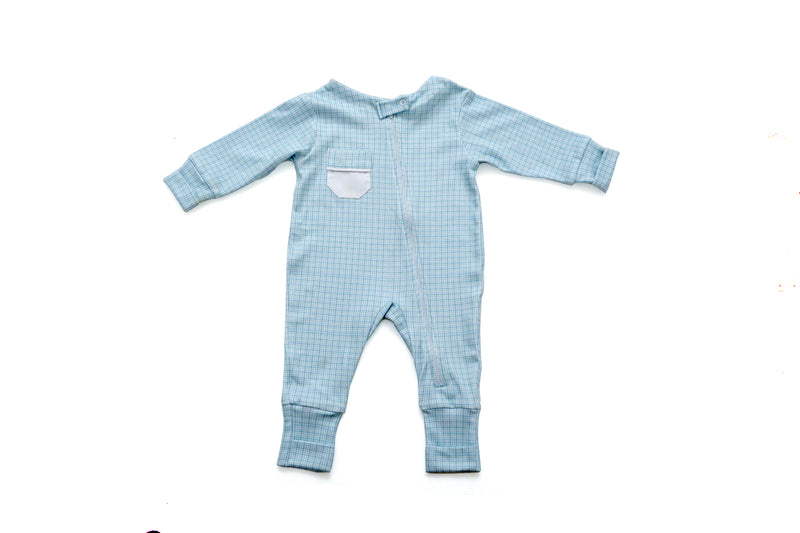 Pijama Macacão Baby Xadrez Azul e Verde | Nina Materna by Fio a Fio