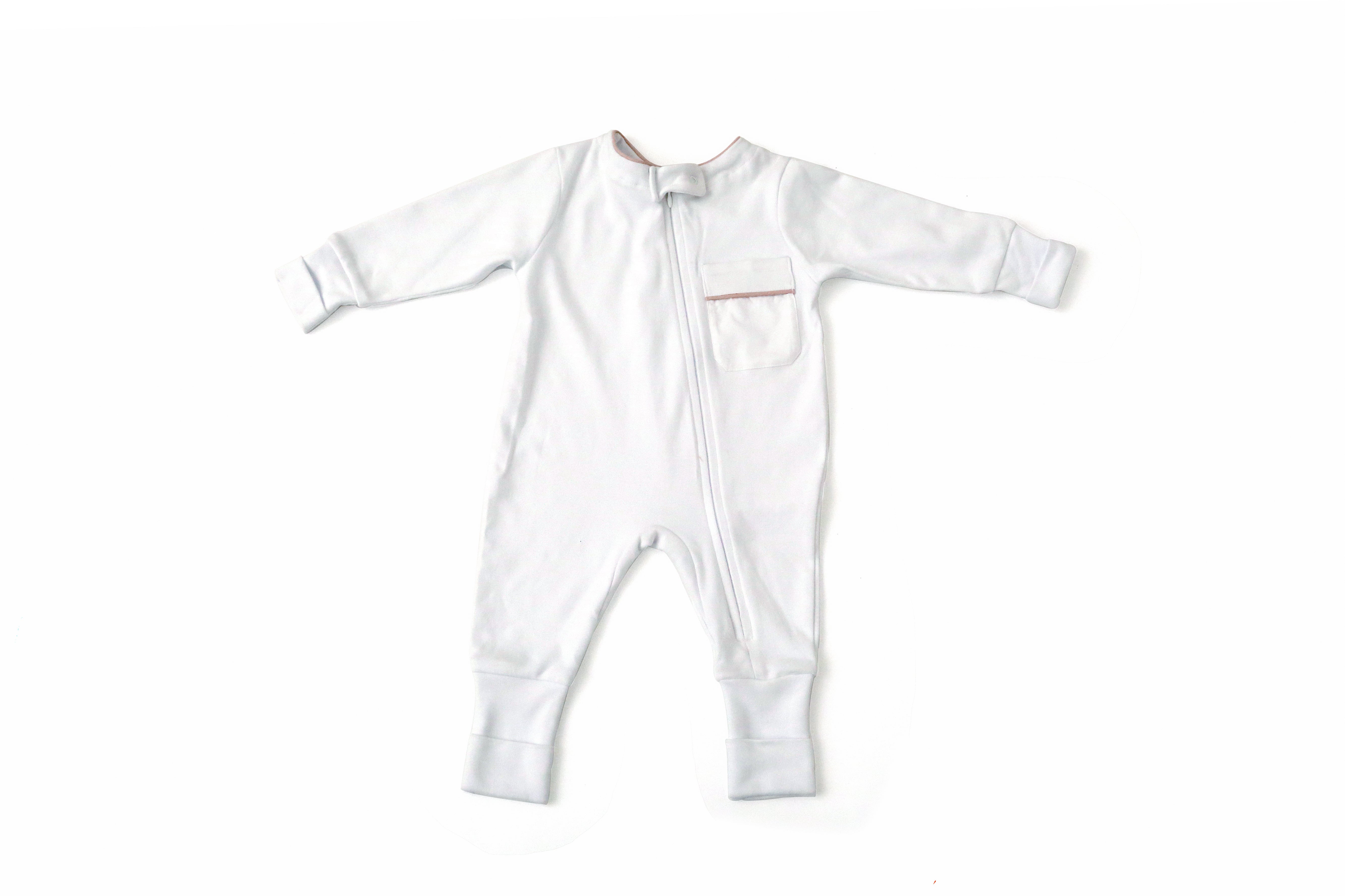 Macacão Baby - Branco cordonê Rosa | Nina Materna by Fio a Fio