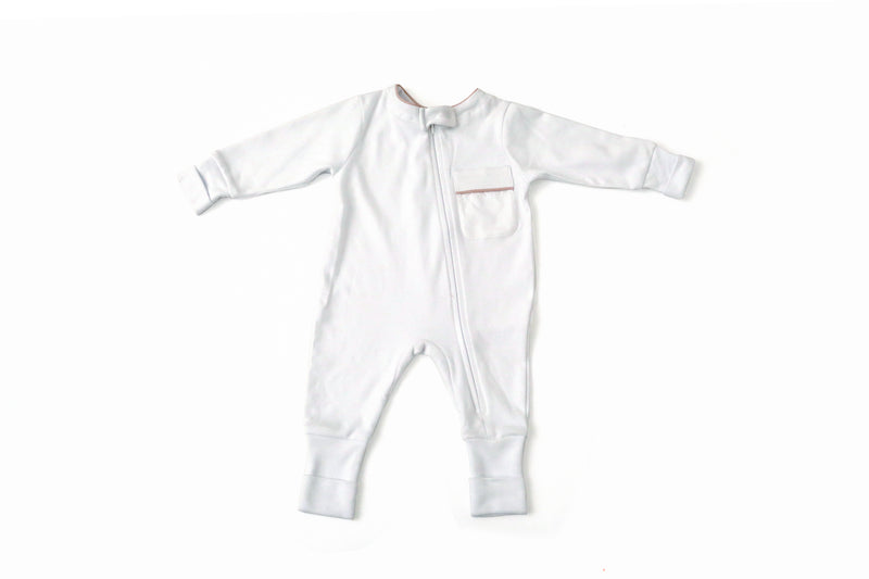 Pijama Macacão Baby Branco Cordonê Rosa | Nina Materna by Fio a Fio