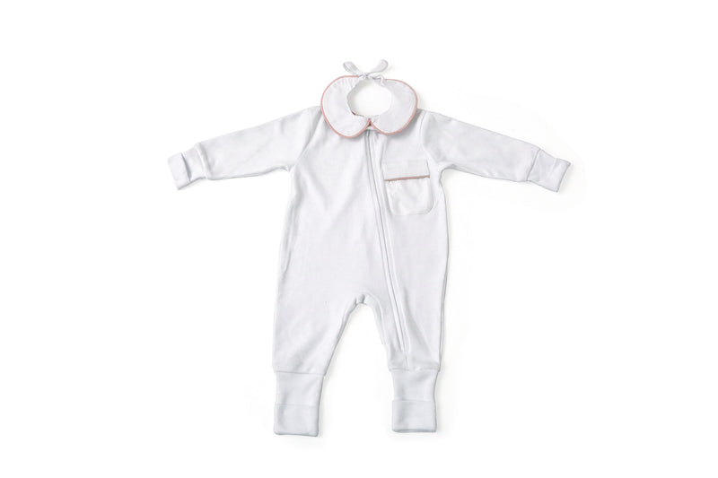 Kit Pijama Mamãe & Bebê Branco Cordonê Rosa | Nina Materna by Fio a Fio