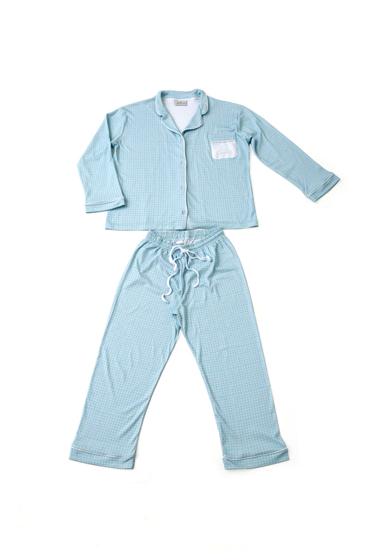 Pijama Mamãe - Xadrez Azul e Verde | Nina Materna by Fio a Fio