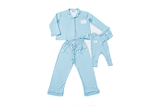 Kit Mamãe Bebê - Xadrez Azul e Verde | Nina Materna by Fio a Fio