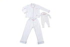 Kit Pijama Mamãe & Bebê Branco Cordonê Rosa | Nina Materna by Fio a Fio