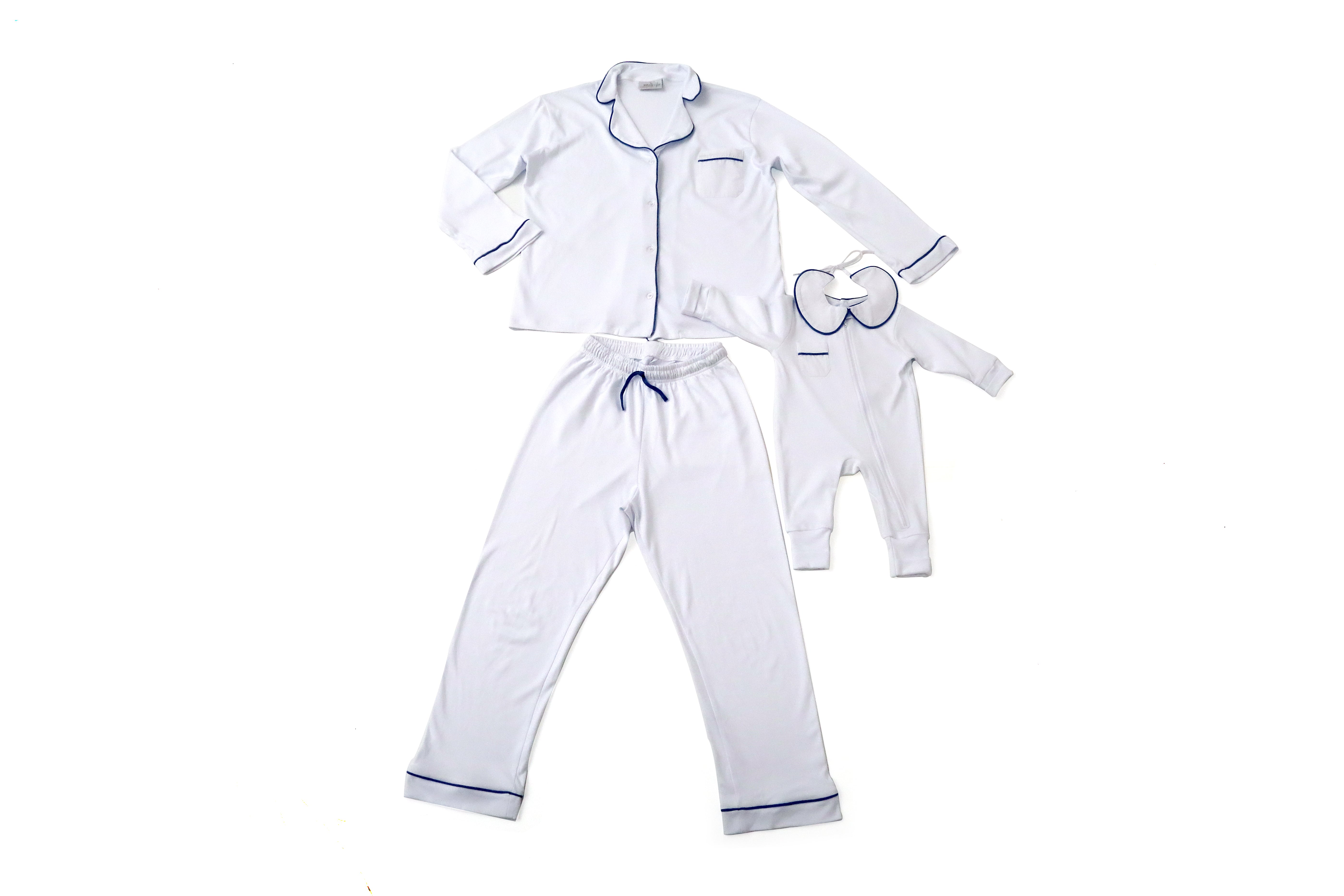Kit Mamãe Bebê - Branco cordonê Azul | Nina Materna by Fio a Fio