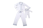 Kit Pijama Mamãe & Bebê Branco Cordonê Azul | Nina Materna by Fio a Fio