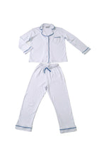 Kit Pijama Mamãe & Bebê Branco Cordonê Azul | Nina Materna by Fio a Fio