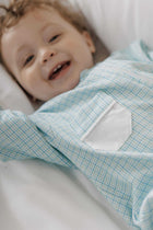 Kit Pijama Mamãe & Bebê 100% Algodão Xadrez  Azul e Verde Nina Materna by Fio a Fio