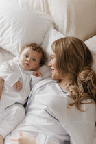 Pijama Mamãe Branco Cordonê Azul | Nina Materna by Fio a Fio